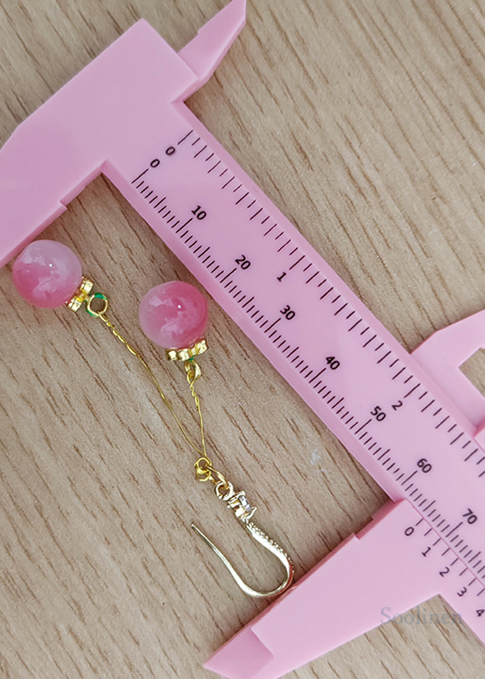 Women Pink Crystal Long Drop Earrings
