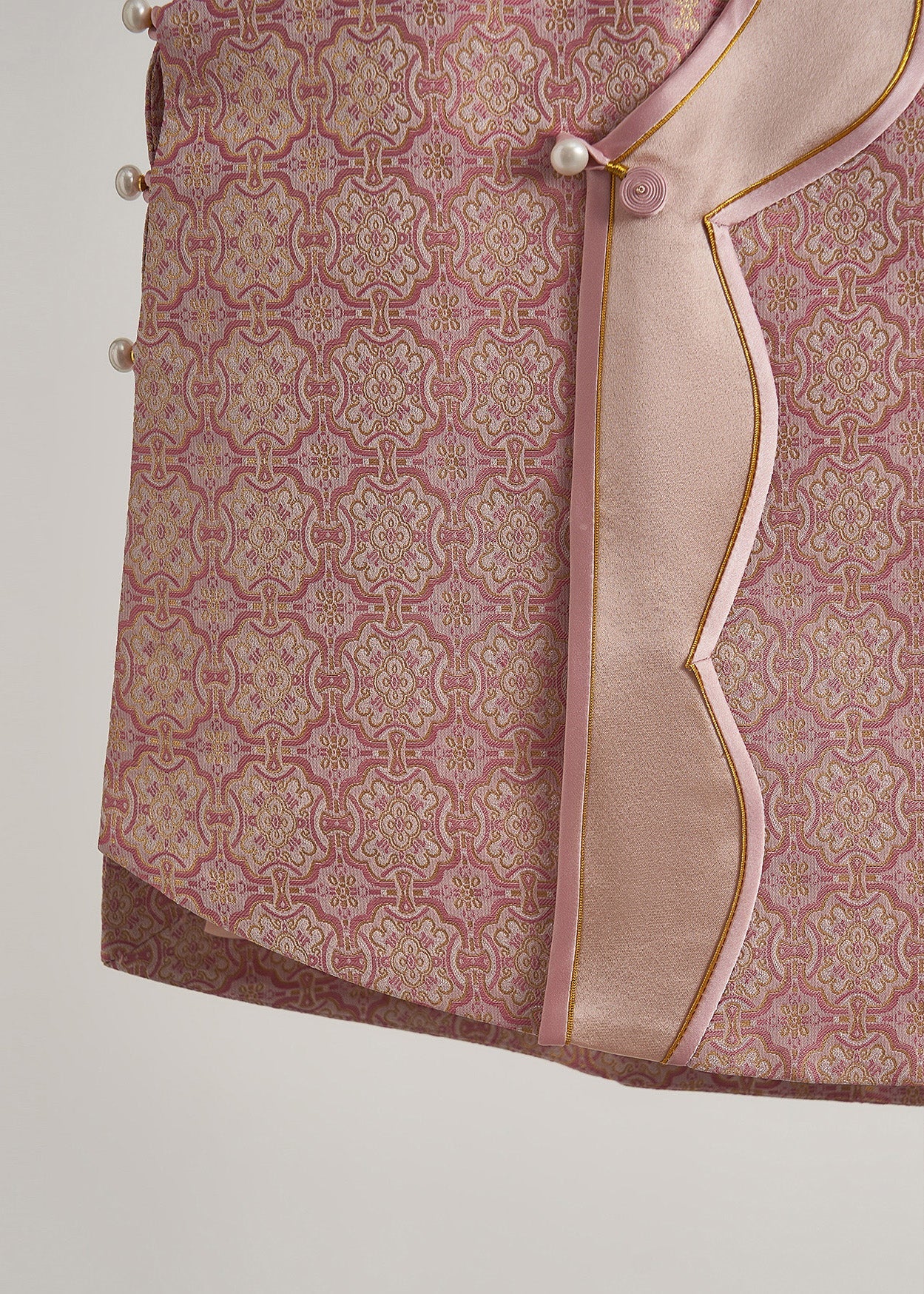 Chalecos orientales de seda con patchwork jacquard rosa para mujer, primavera