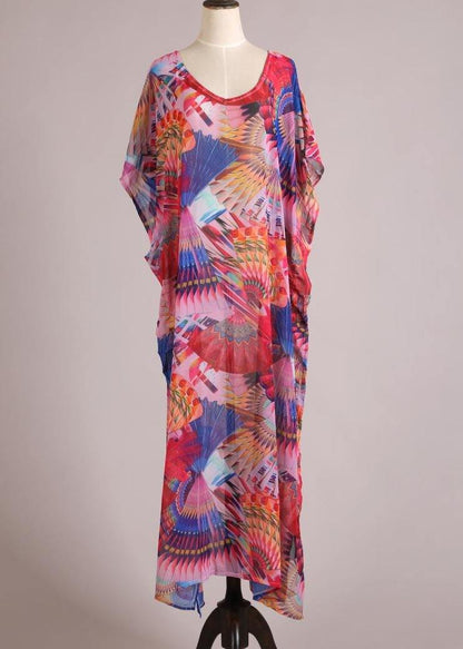 Women Print vogue kimono robe Bohemian Chiffon Dress - SooLinen