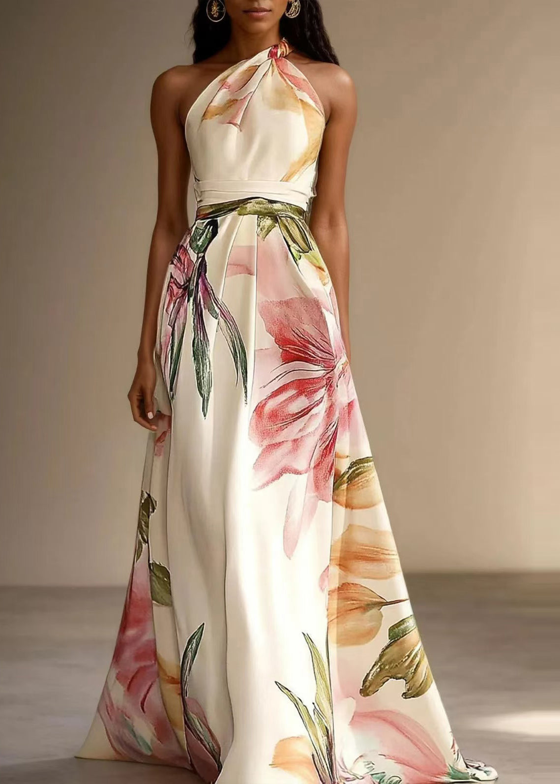 Women Purple Asymmetrical Design Print Cotton Maxi Dresses Summer