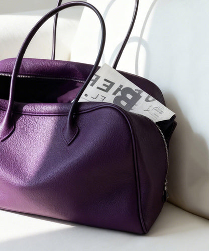 Women Purple Calf Leather Large Capacity Shoulder Bag