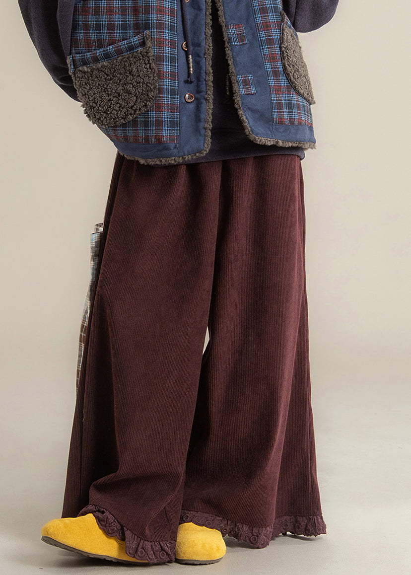 Damen Lila High-Waist Wide Leg Hose Herbst