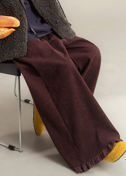 Damen Lila High-Waist Wide Leg Hose Herbst