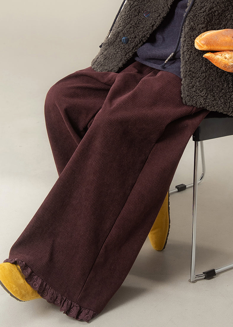 Damen Lila High-Waist Wide Leg Hose Herbst