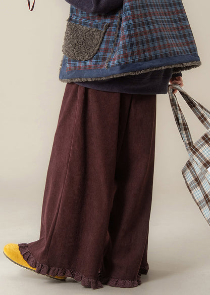 Damen Lila High-Waist Wide Leg Hose Herbst