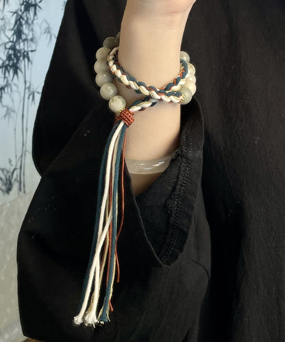 Handgestricktes Bodhi-Wurzelarmband für Frauen in Regenbogenfarben