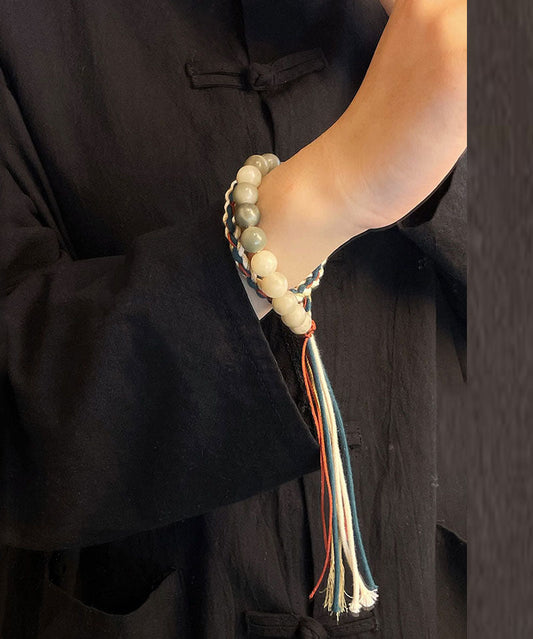 Pulsera de raíz de Bodhi tejida a mano con arcoíris para mujer