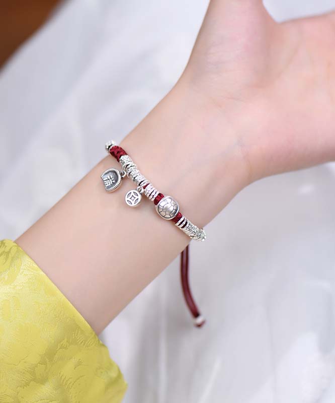 Pulsera con dije del año del zodíaco en plata de ley 999 roja para mujer