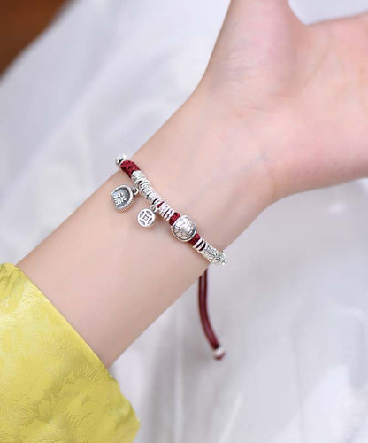 Pulsera con dije del año del zodíaco en plata de ley 999 roja para mujer