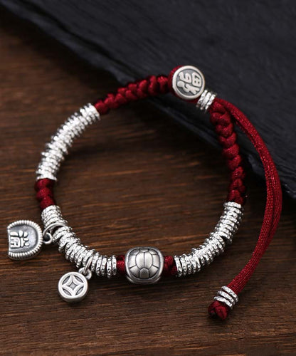 Pulsera con dije del año del zodíaco en plata de ley 999 roja para mujer