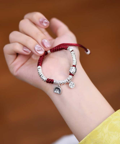 Pulsera con dije del año del zodíaco en plata de ley 999 roja para mujer