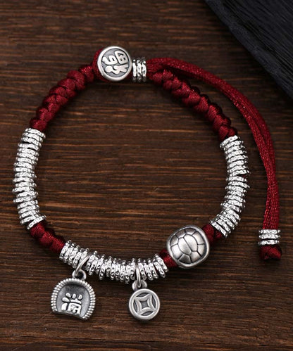 Pulsera con dije del año del zodíaco en plata de ley 999 roja para mujer
