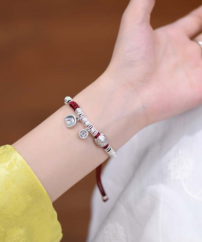 Pulsera con dije del año del zodíaco en plata de ley 999 roja para mujer
