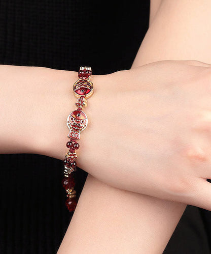 Damen-Charm-Armband mit Cloisonné-Granat und rot gefärbter Glasur