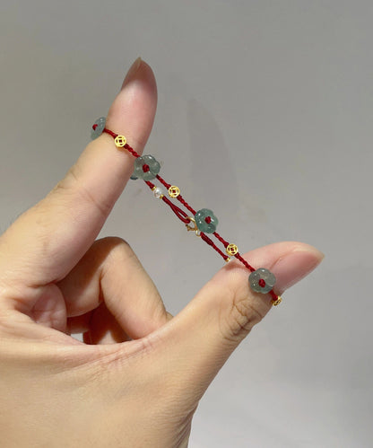 Frauen Rotes Handstrickperlenarmband