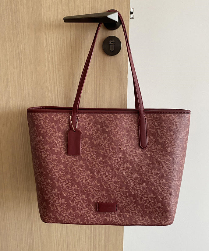 Bolso de hombro de piel sintética rojo de gran capacidad para mujer