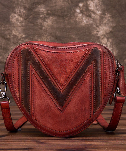 Damen Rote Patchwork Paitings Kalbsleder Satchel Handtasche