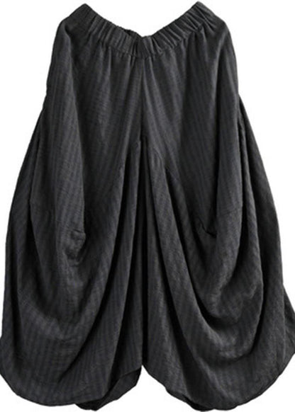 Women Red Pockets Cotton Linen Big crotch pants Summer Pants - SooLinen