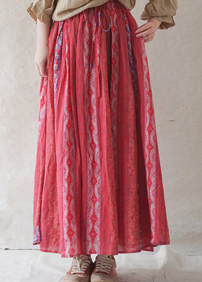 Frauen Rot elastische taille tasche drucken Leinen Strand Rock