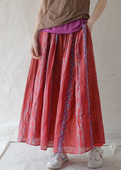 Frauen Rot elastische taille tasche drucken Leinen Strand Rock