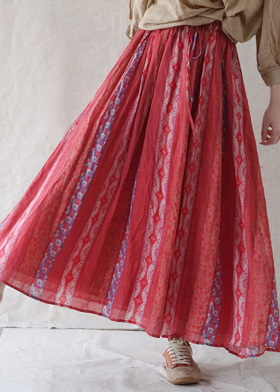 Frauen Rot elastische taille tasche drucken Leinen Strand Rock