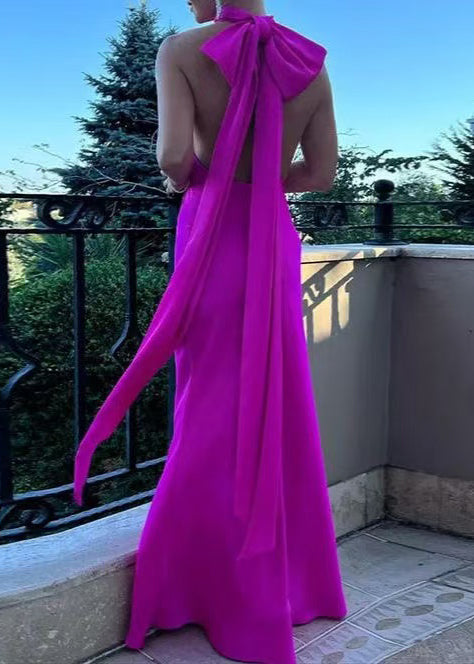 Women Rose Backless Halter Party Dress Summer