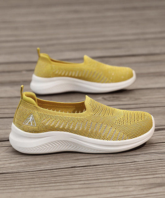 Women Soft Comfy Flat Shoes Yellow Breathable Mesh