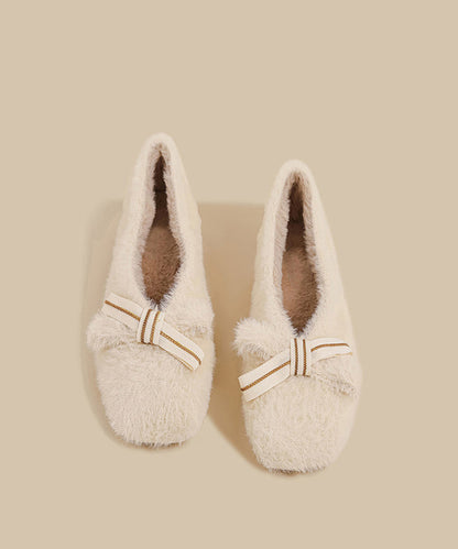 Damenschuhe mit klobigem Schaft, Khaki-Flauschoptik, gefüttert mit Wolle