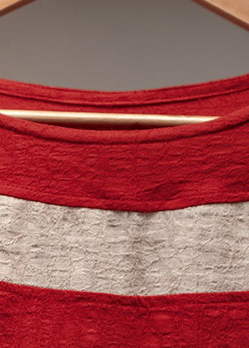 Damen Frühling Maxikleid mit Jacquard-Streifen in Kontrastfarbe