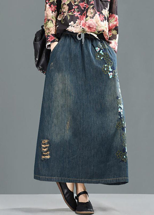 Damen Frühling Kordelzug Loch Stickerei Casual Rock