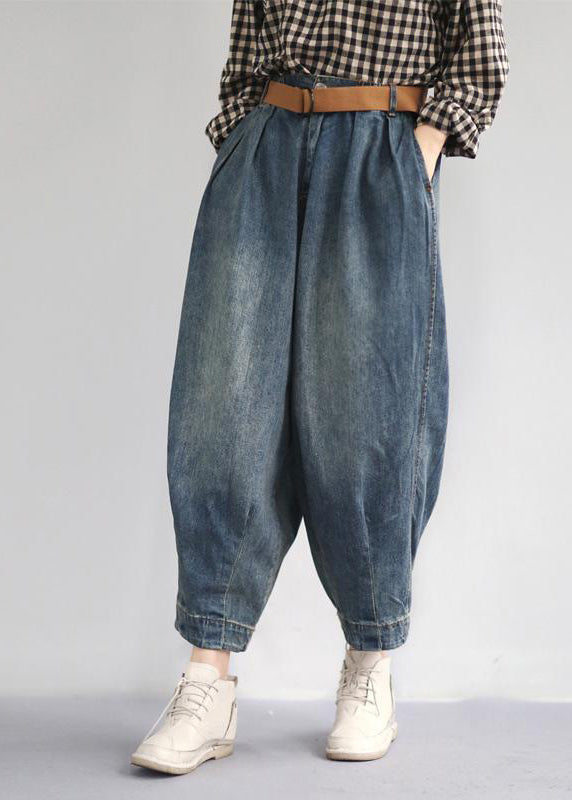 Frauen Frühling Vintage Solide Lose Rüben Hosen Jeans