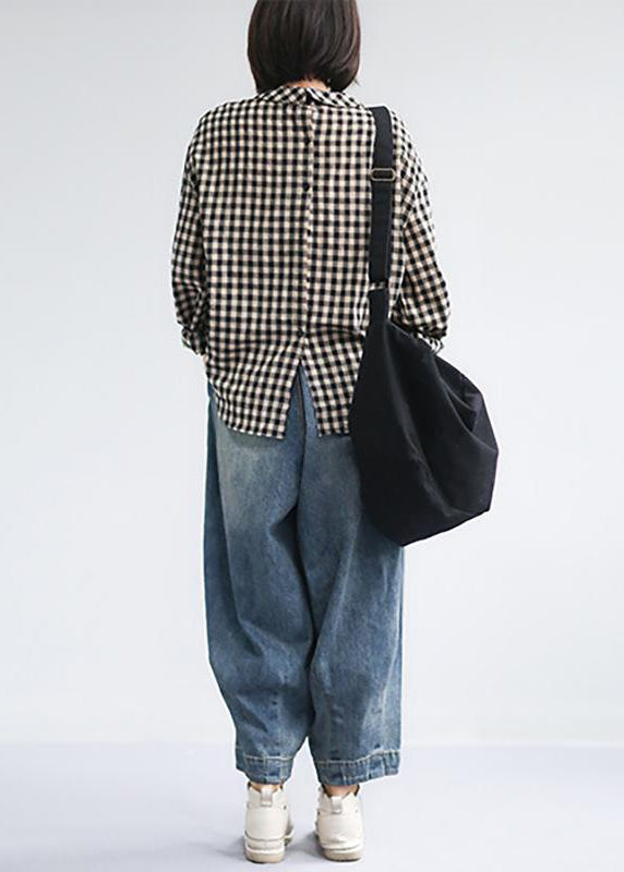 Frauen Frühling Vintage Solide Lose Rüben Hosen Jeans