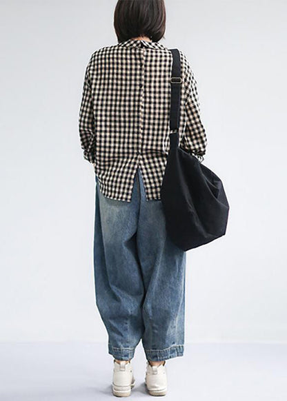 Frauen Frühling Vintage Solide Lose Rüben Hosen Jeans