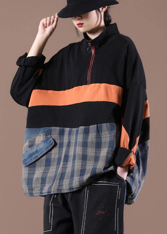 Women Stand Spring Bohemian Blouse Black Fashion Ideas Tops - SooLinen