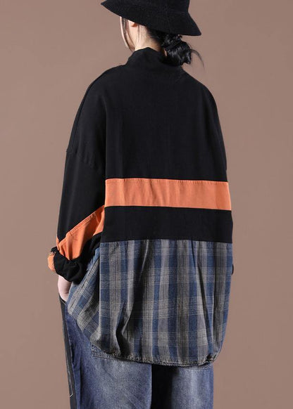 Women Stand Spring Bohemian Blouse Black Fashion Ideas Tops - SooLinen