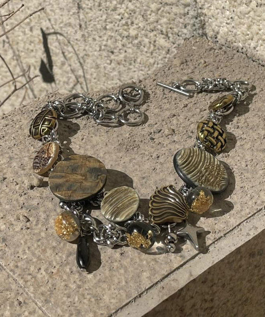 Women Sterling Silver Stainless Steel Copper Pendant Necklace