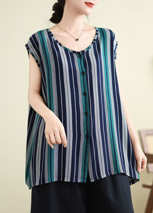 Women Striped O-Neck Long Tank Summer