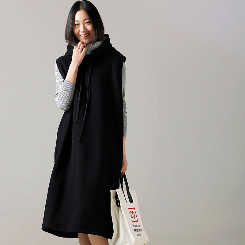 Frauen Pullover wetter Refashion herbst mit kapuze schwarz Große gestrickte tops