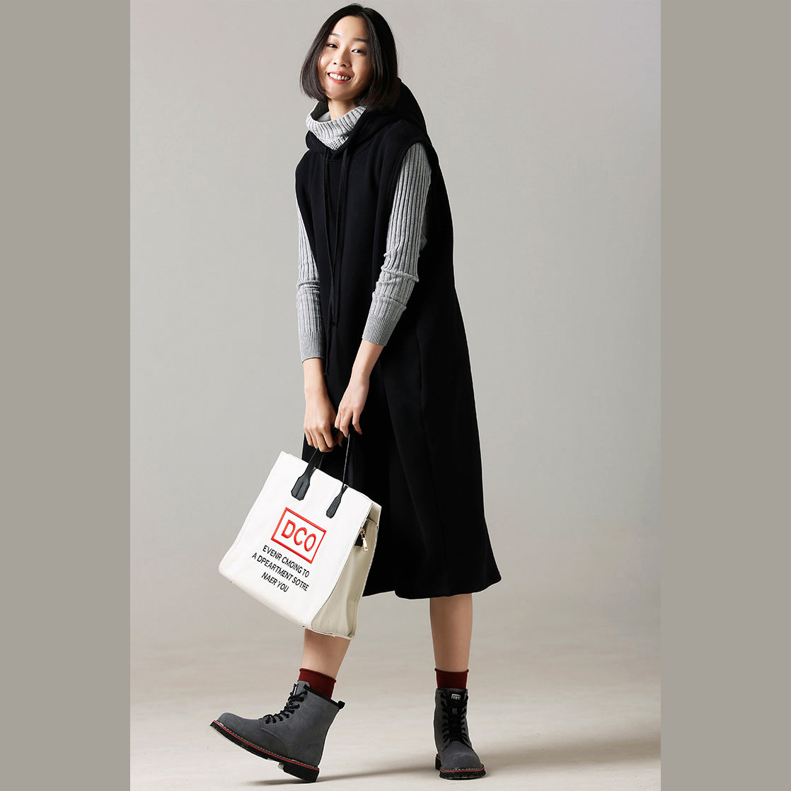 Frauen Pullover wetter Refashion herbst mit kapuze schwarz Große gestrickte tops