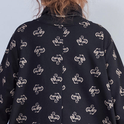 Damen Rollkragen Samtkleid Lady Casual Print Kleider