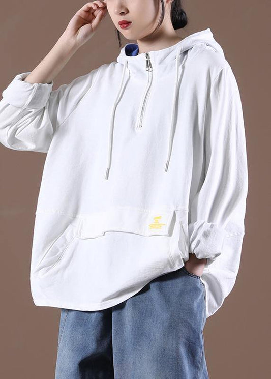 Women White Classy Pockets Fine Spring Tops - SooLinen