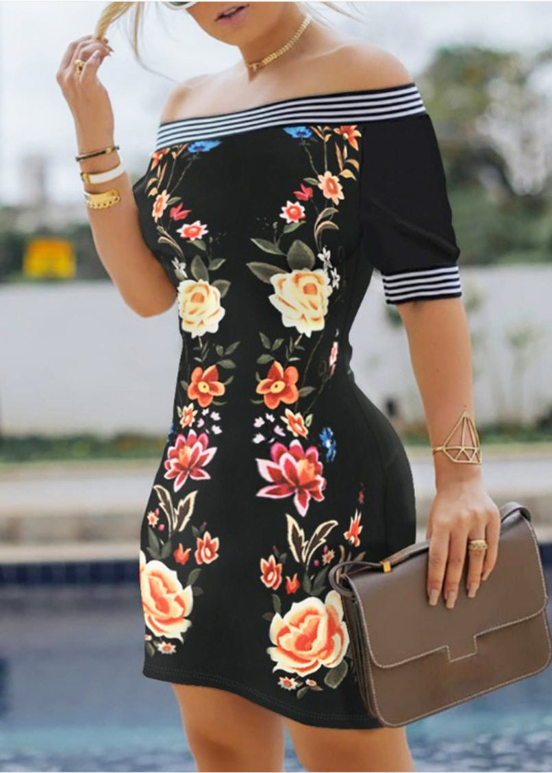 Women White Cold Shoulder Print Cotton Wraped Dress Summer