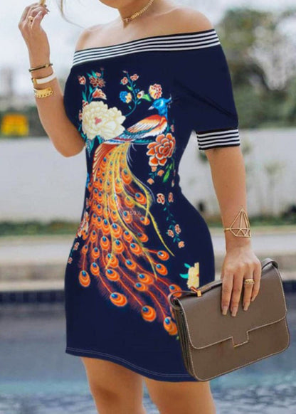 Women White Cold Shoulder Print Cotton Wraped Dress Summer