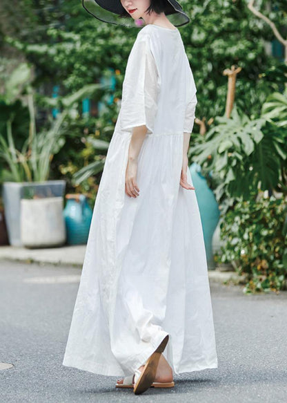 Women White Dresses Kaftan Sundress - SooLinen