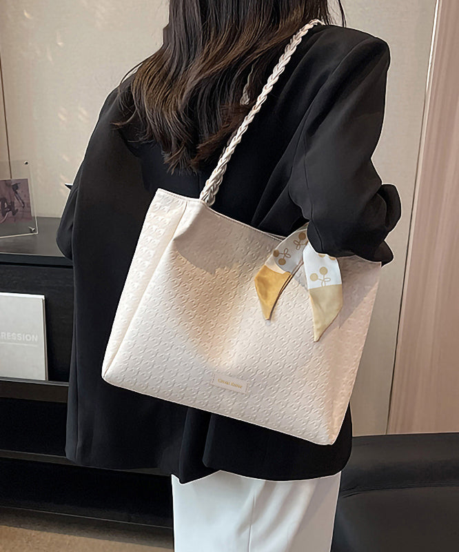 Women White Faux Leather Large Capacity Shoulder Bags