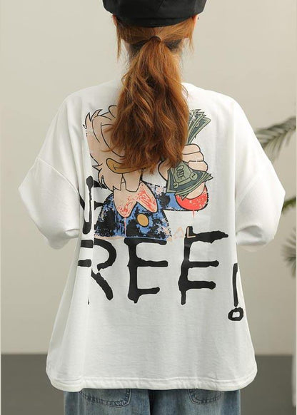 Women White O-Neck Half Sleeve Cotton Summer Tops - SooLinen