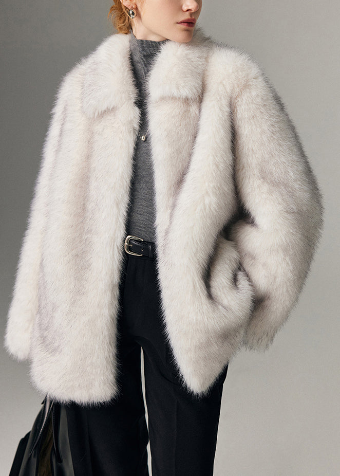 Chaquetas de piel sintética blancas de gran tamaño y cálidas para mujer en invierno