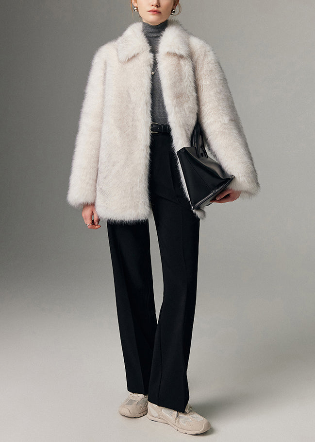 Chaquetas de piel sintética blancas de gran tamaño y cálidas para mujer en invierno