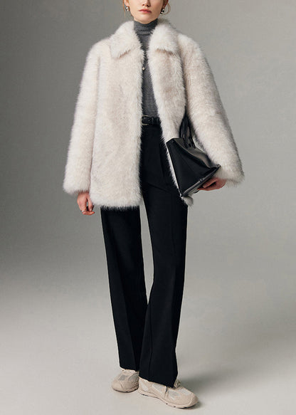 Chaquetas de piel sintética blancas de gran tamaño y cálidas para mujer en invierno