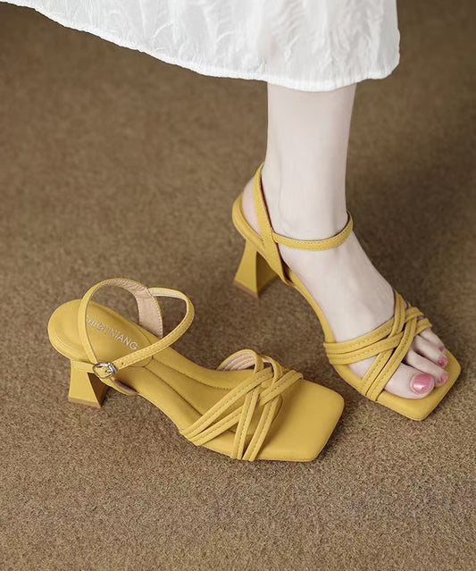 Women White Sandals Chunky High Heel Sandals